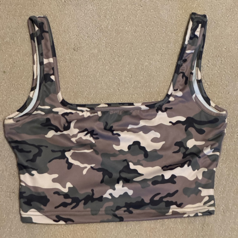 Army Print Crop Tank Top